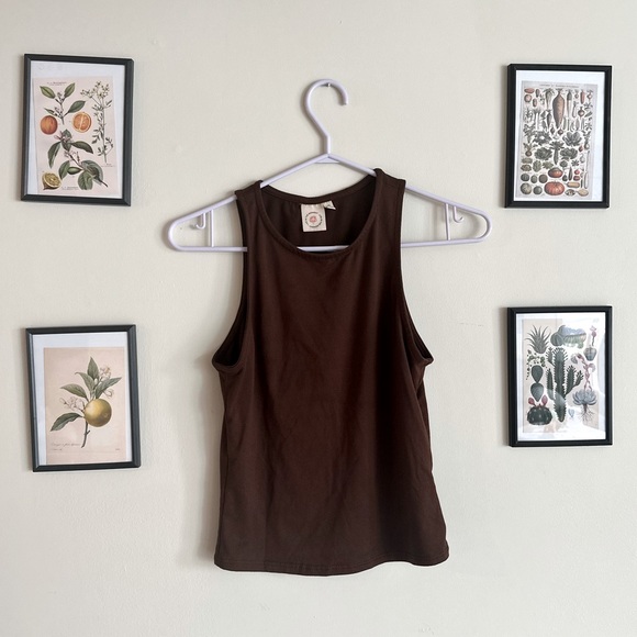 🧚♂️3/25🧚♂️ LUVE IN THE MOMENT BROWN TOP SIZE S - Picture 1 of 2